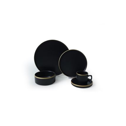 Set da tavola 20 pezzi nero/oro/gres