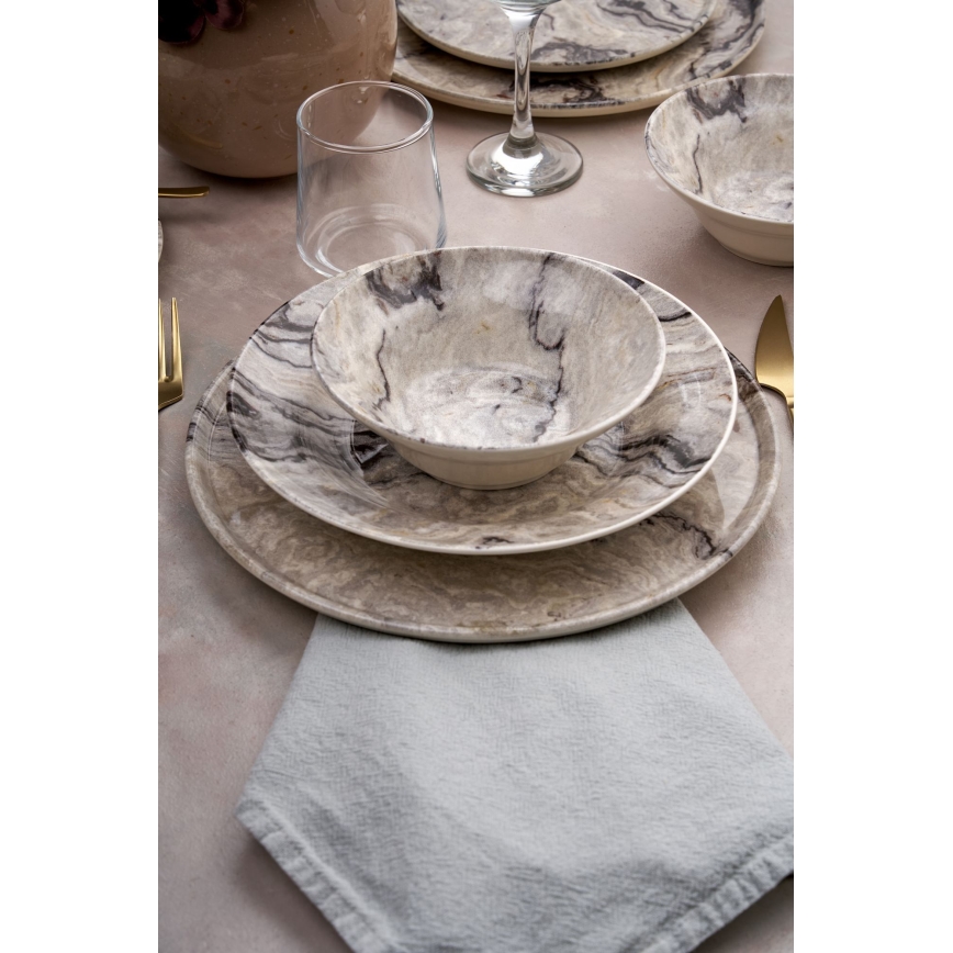 Set da tavola 24 pezzi beige in ceramica