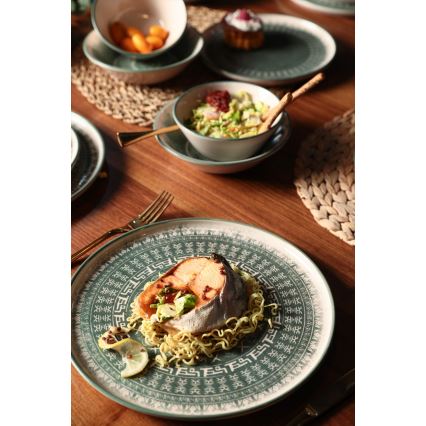 Set da tavola 24 pezzi beige/verde in gres