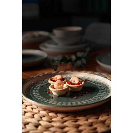 Set da tavola 24 pezzi beige/verde in gres