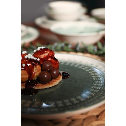 Set da tavola 24 pezzi beige/verde in gres