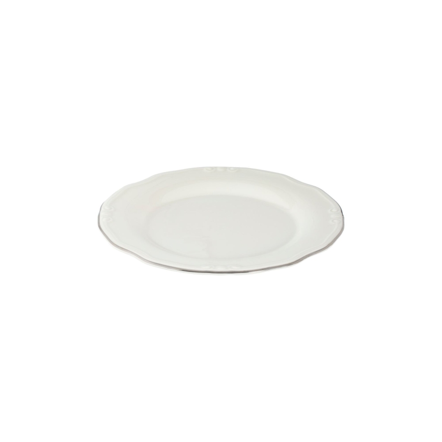 Set da tavola 24 pezzi, bianco/argento, in porcellana
