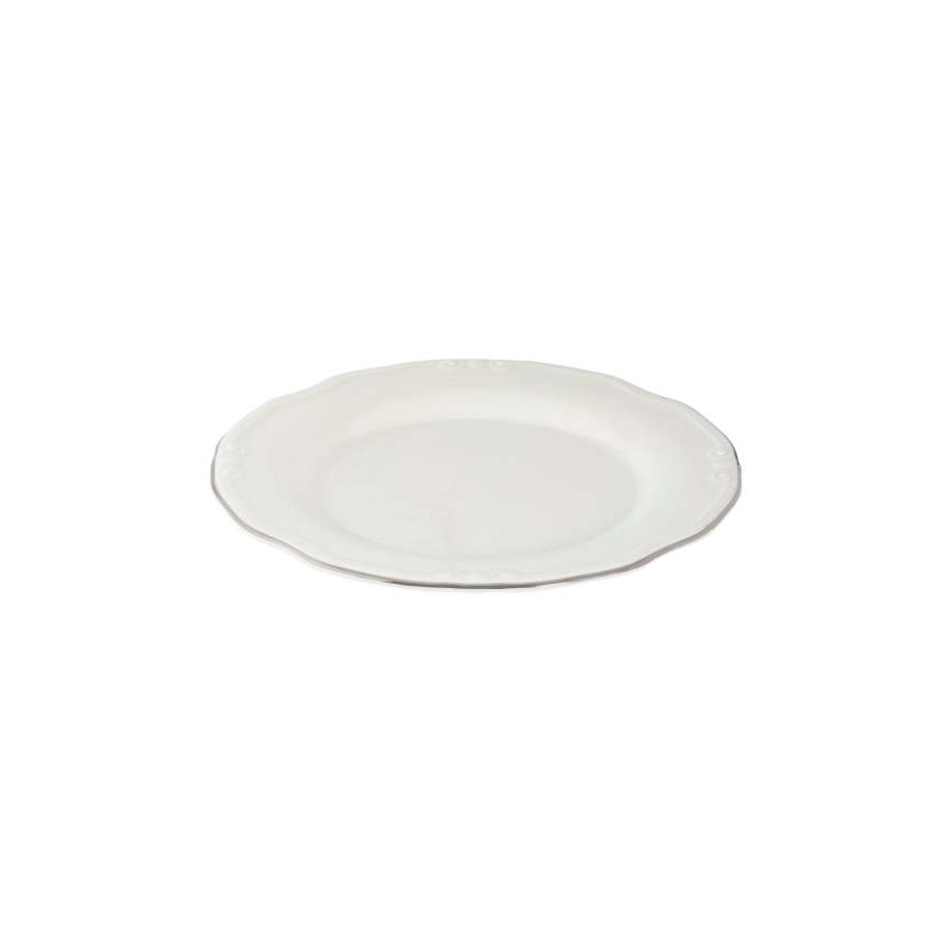Set da tavola 24 pezzi, bianco/argento, in porcellana