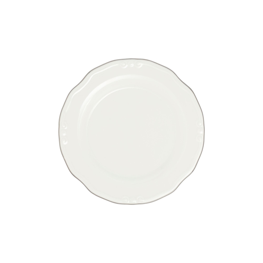 Set da tavola 24 pezzi, bianco/argento, in porcellana