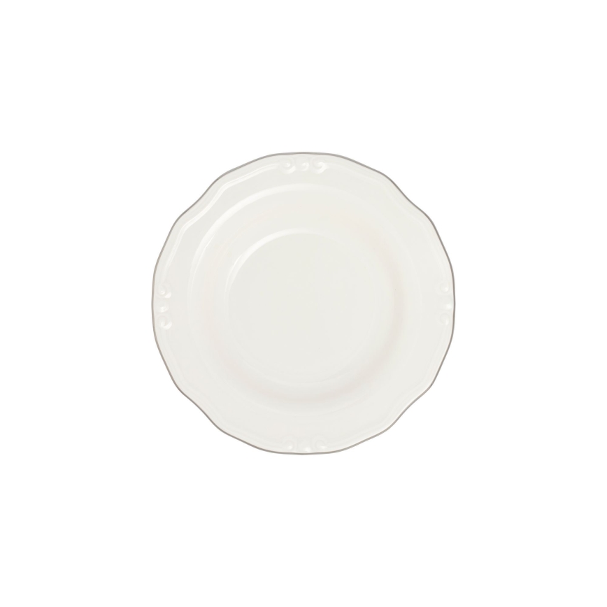 Set da tavola 24 pezzi, bianco/argento, in porcellana