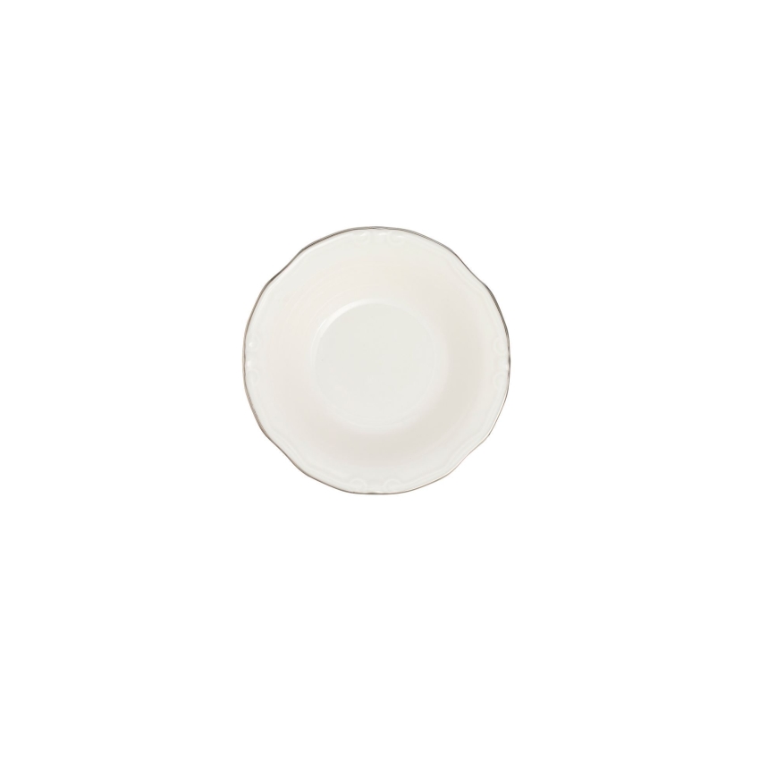 Set da tavola 24 pezzi, bianco/argento, in porcellana