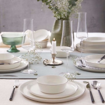 Set da tavola 24 pezzi bianco/argento/porcellana