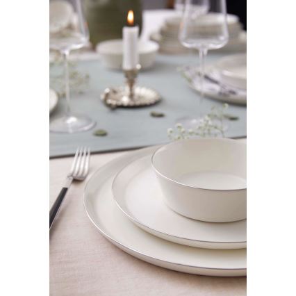 Set da tavola 24 pezzi bianco/argento/porcellana