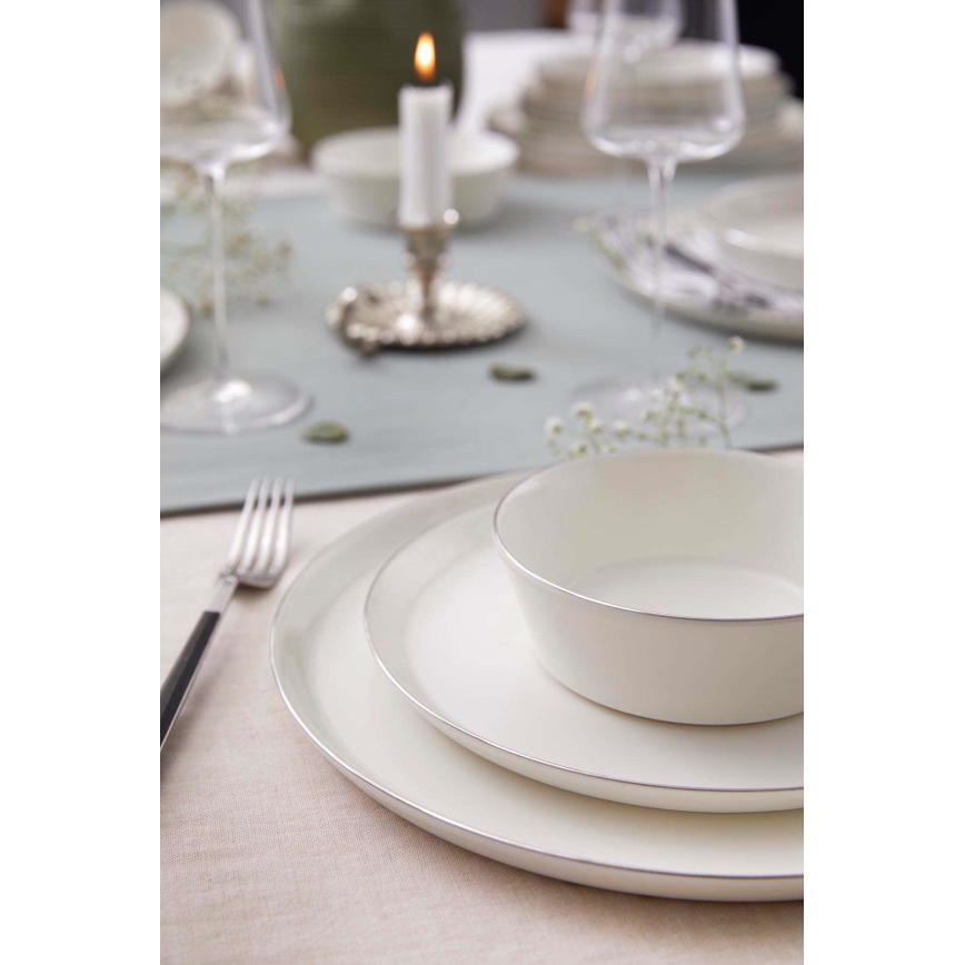 Set da tavola 24 pezzi bianco/argento/porcellana