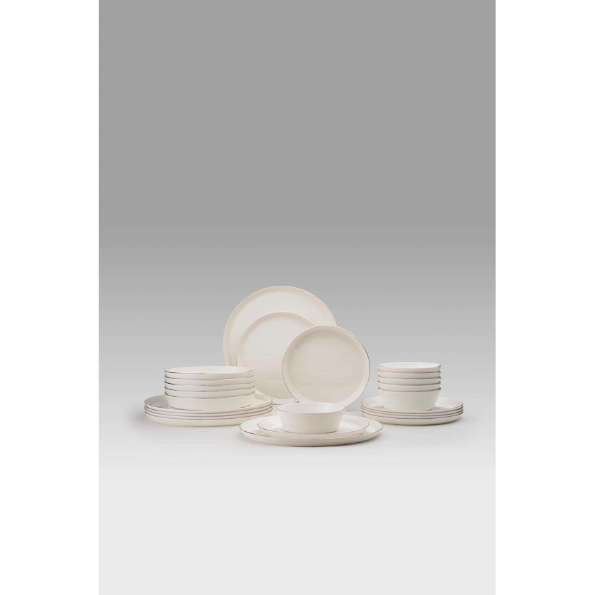 Set da tavola 24 pezzi bianco/argento/porcellana