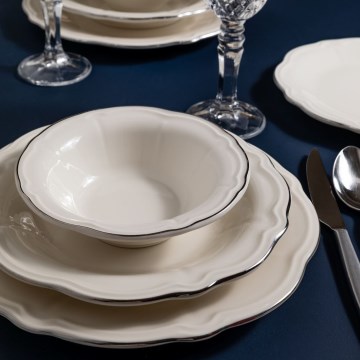 Set da tavola 24 pezzi bianco/argento/porcellana