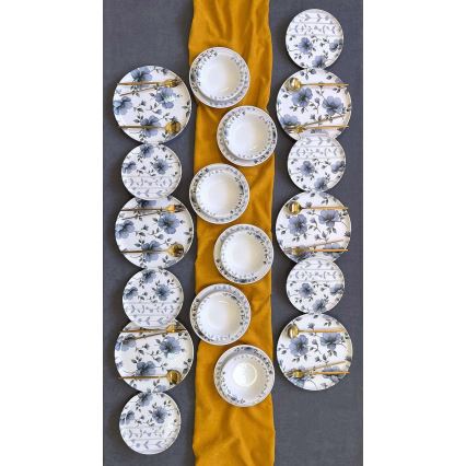 Set da tavola 24 pezzi bianco/blu/ceramica