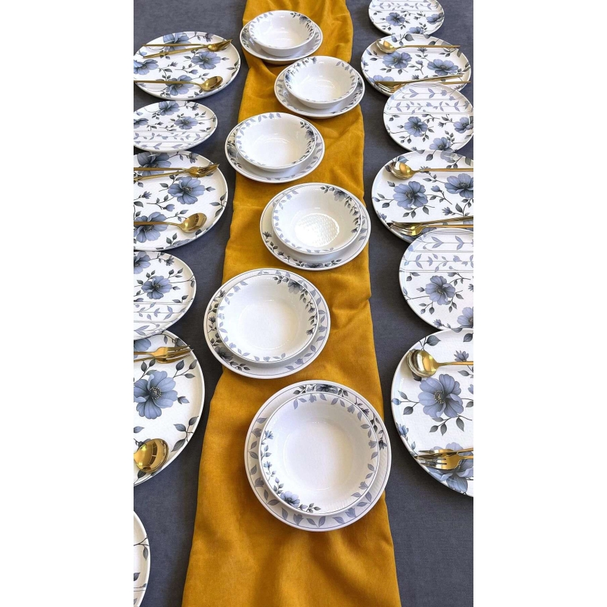 Set da tavola 24 pezzi bianco/blu/ceramica