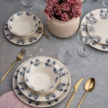 Set da tavola 24 pezzi bianco/blu/ceramica