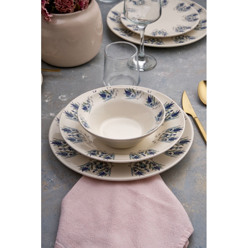 Set da tavola 24 pezzi bianco/blu/ceramica