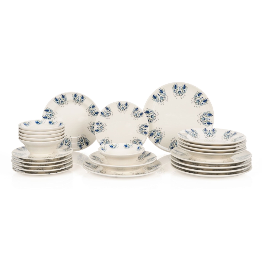 Set da tavola 24 pezzi bianco/blu/ceramica
