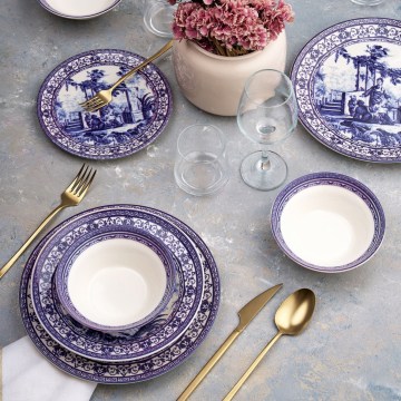 Set da tavola 24 pezzi bianco/blu/ceramica