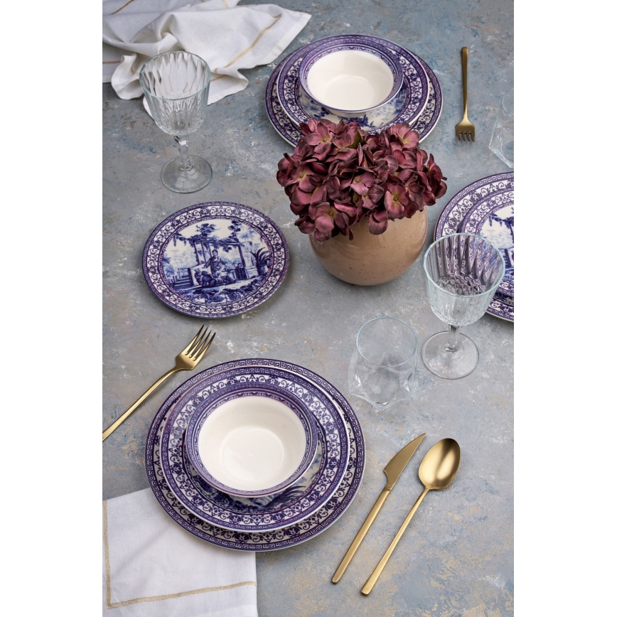 Set da tavola 24 pezzi bianco/blu/ceramica