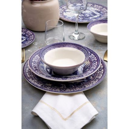 Set da tavola 24 pezzi bianco/blu/ceramica