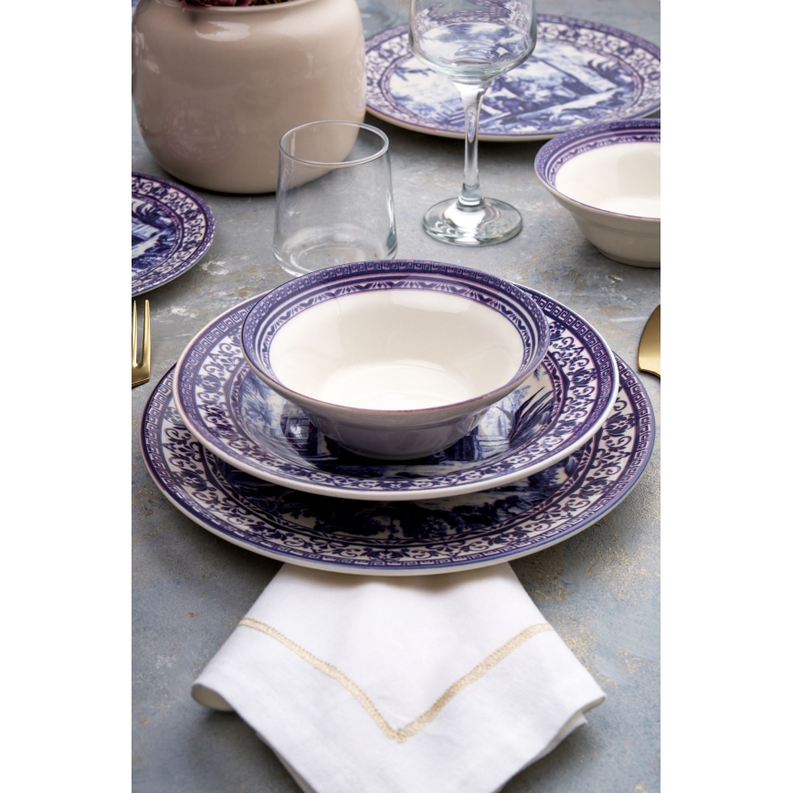 Set da tavola 24 pezzi bianco/blu/ceramica