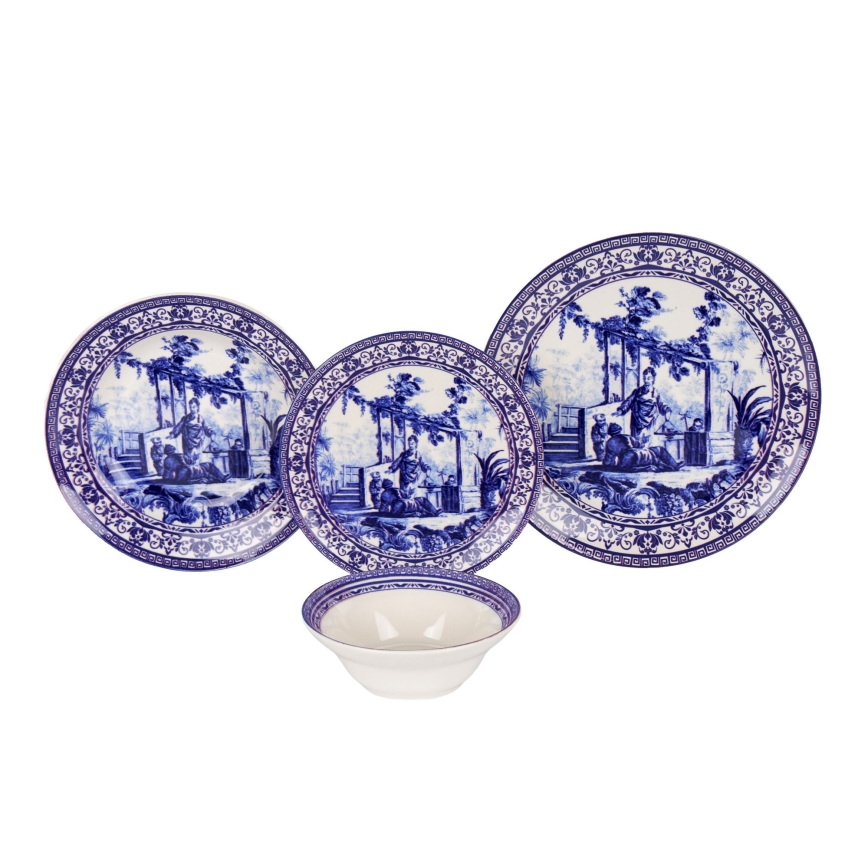 Set da tavola 24 pezzi bianco/blu/ceramica