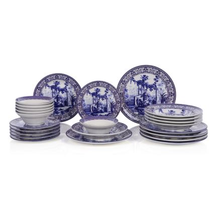 Set da tavola 24 pezzi bianco/blu/ceramica