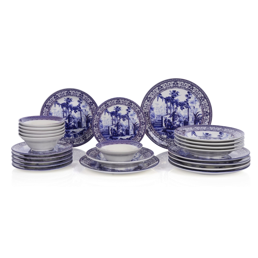 Set da tavola 24 pezzi bianco/blu/ceramica