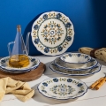 Set da tavola 24 pezzi bianco/blu/giallo/porcellana