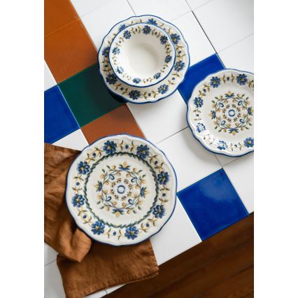Set da tavola 24 pezzi bianco/blu/giallo/porcellana