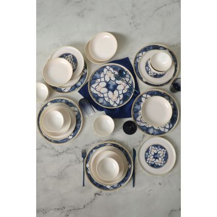 Set da tavola 24 pezzi bianco/blu in ceramica