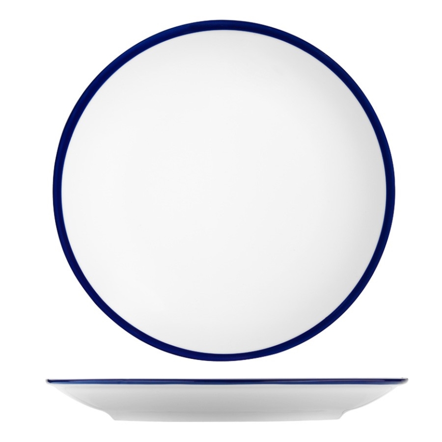 Set da tavola 24 pezzi, bianco/blu, in porcellana