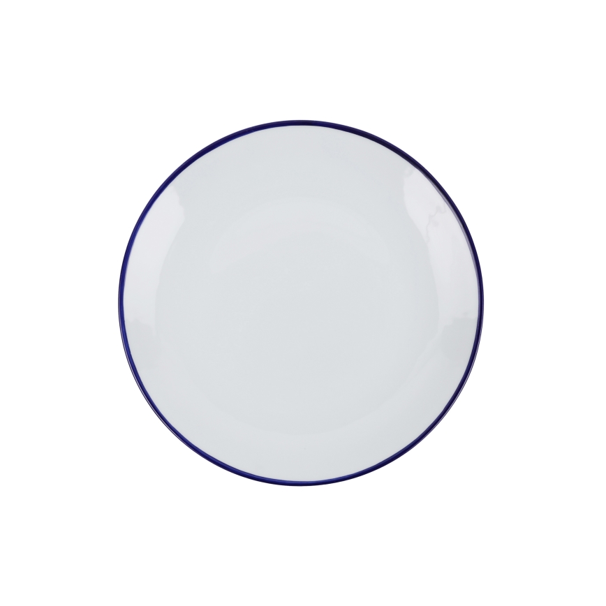 Set da tavola 24 pezzi, bianco/blu, in porcellana