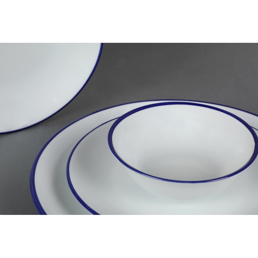 Set da tavola 24 pezzi, bianco/blu, in porcellana