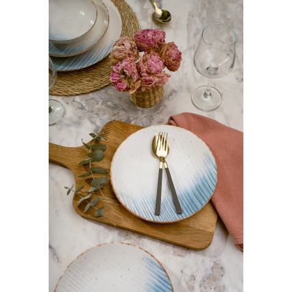 Set da tavola 24 pezzi, bianco/blu, in porcellana