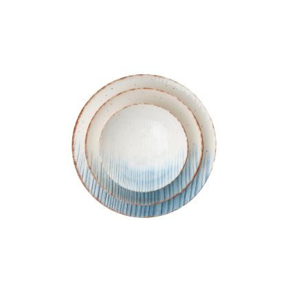 Set da tavola 24 pezzi, bianco/blu, in porcellana