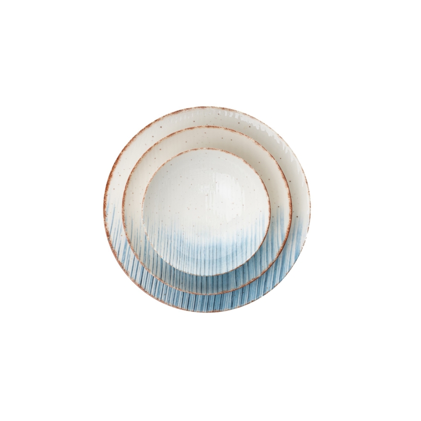 Set da tavola 24 pezzi, bianco/blu, in porcellana