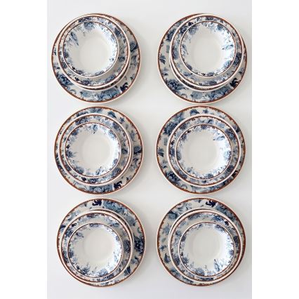 Set da tavola 24 pezzi bianco/blu/marrone/ceramica