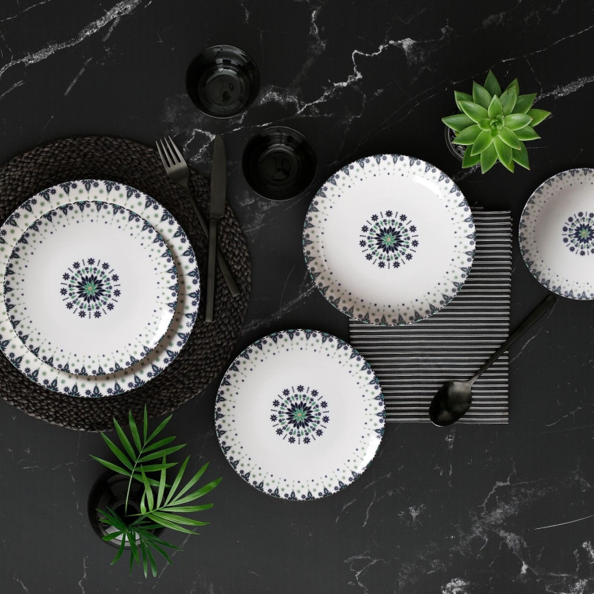 Set da tavola 24 pezzi bianco/blu/porcellana