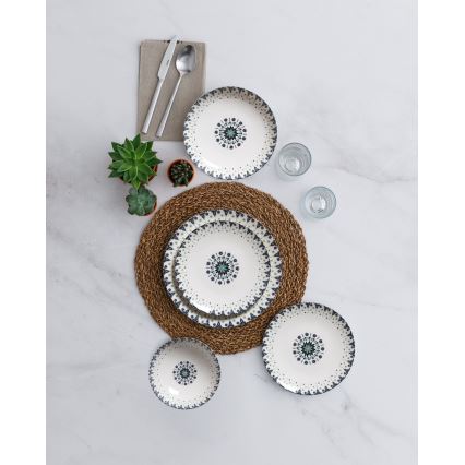 Set da tavola 24 pezzi bianco/blu/porcellana