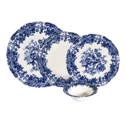 Set da tavola 24 pezzi bianco/blu/porcellana