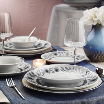 Set da tavola 24 pezzi bianco/grigio/porcellana