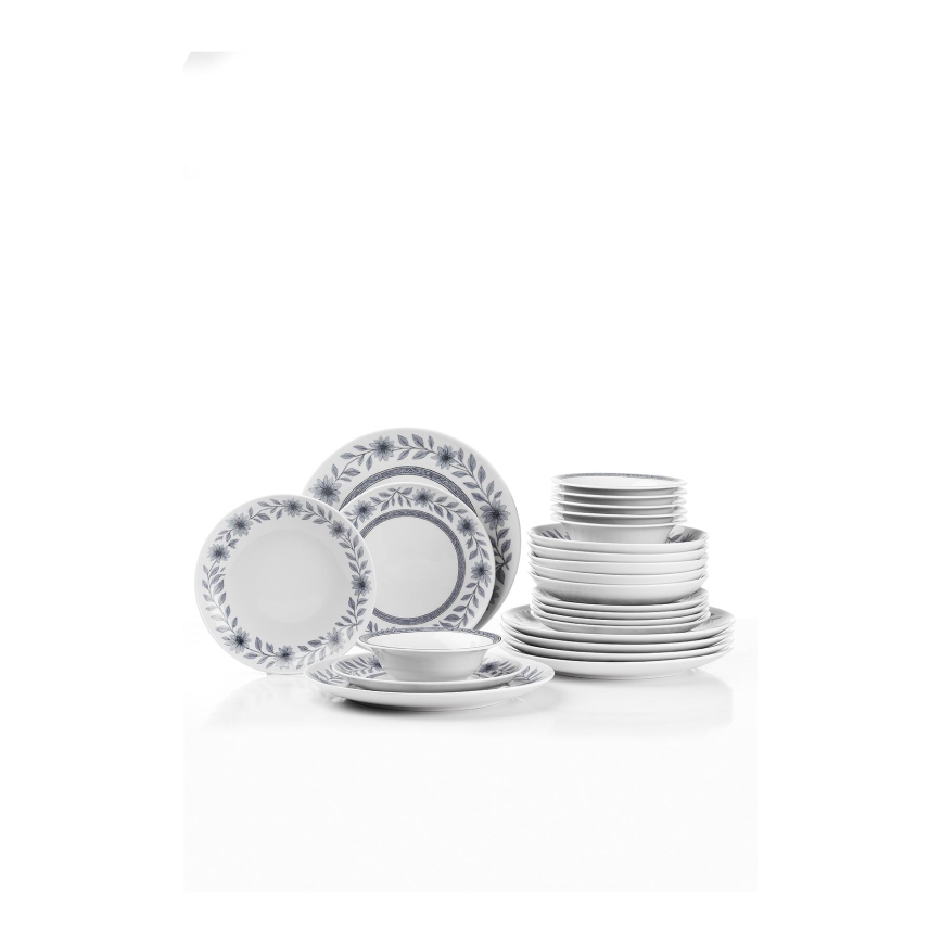 Set da tavola 24 pezzi bianco/grigio/porcellana