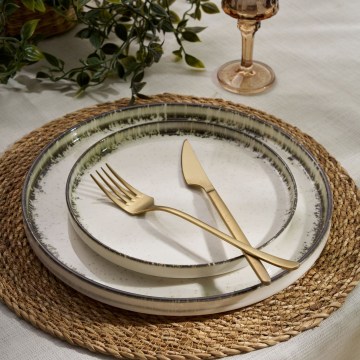 Set da tavola 24 pezzi bianco/marrone/porcellana