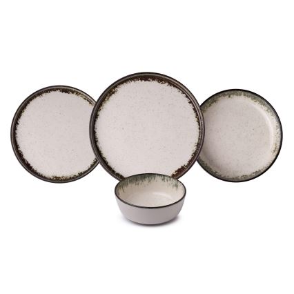 Set da tavola 24 pezzi bianco/marrone/porcellana