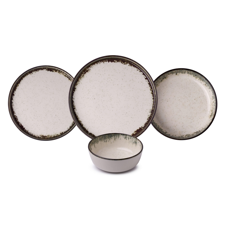 Set da tavola 24 pezzi bianco/marrone/porcellana