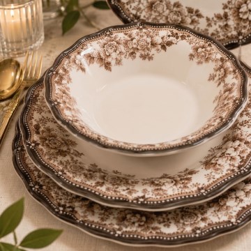 Set da tavola 24 pezzi bianco/marrone/porcellana