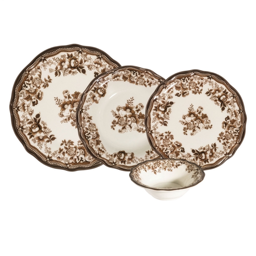 Set da tavola 24 pezzi bianco/marrone/porcellana