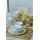 Set da tavola 24 pezzi, bianco/oro, in gres