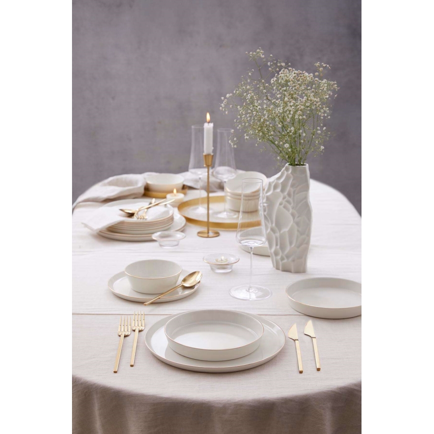 Set da tavola 24 pezzi bianco/oro/porcellana