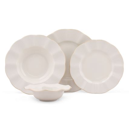 Set da tavola 24 pezzi bianco/oro/porcellana